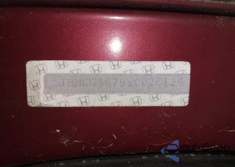 2000 Honda Accord Se from USA, damaged, VIN JHMCG5679YC026129